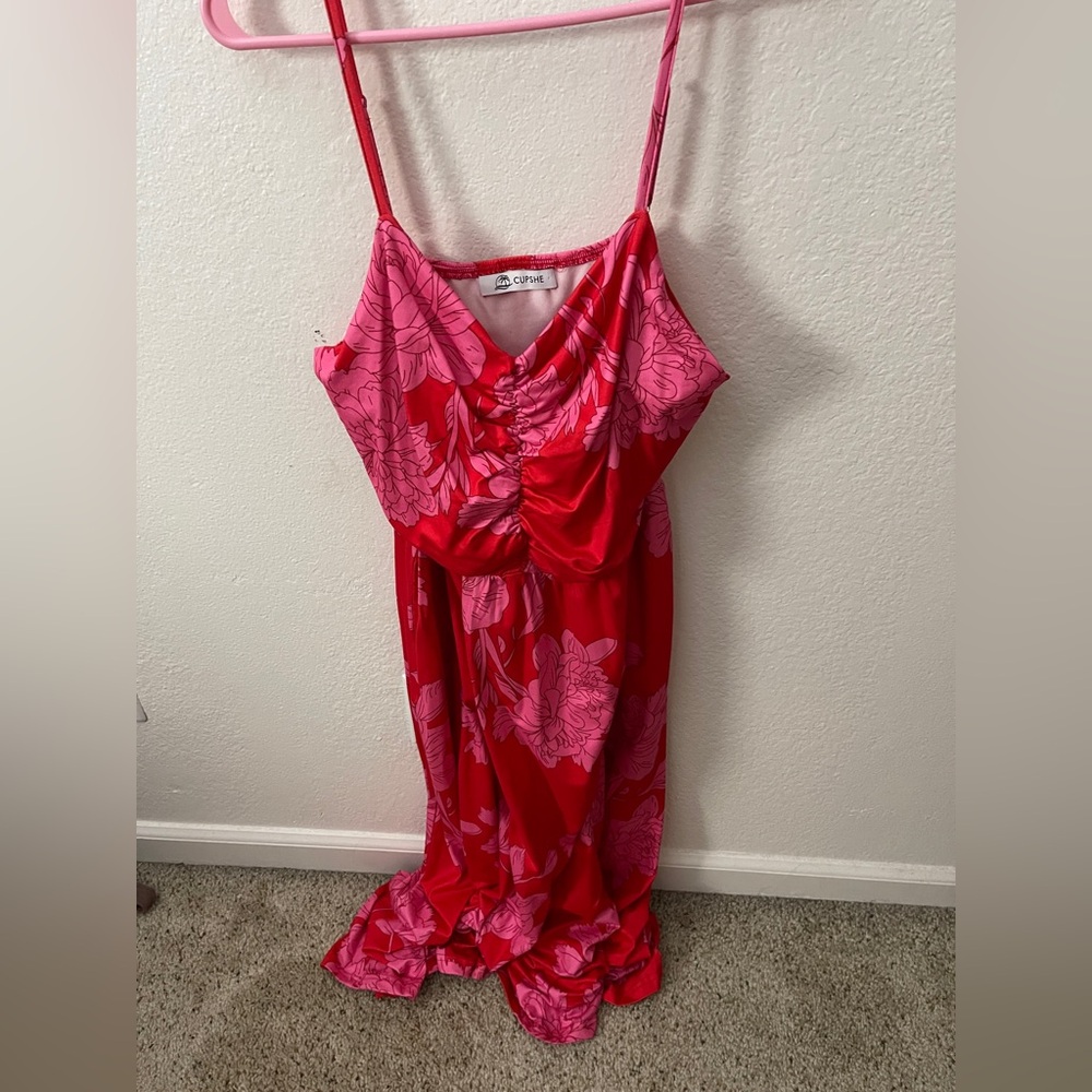Cupshe Red and Pink Floral Maxi Dress